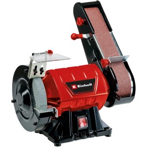 Einhell TC-US 350 levigatrice a nastro da banco: combinata con nastro abrasivo e mola per la lavorazione del legno.