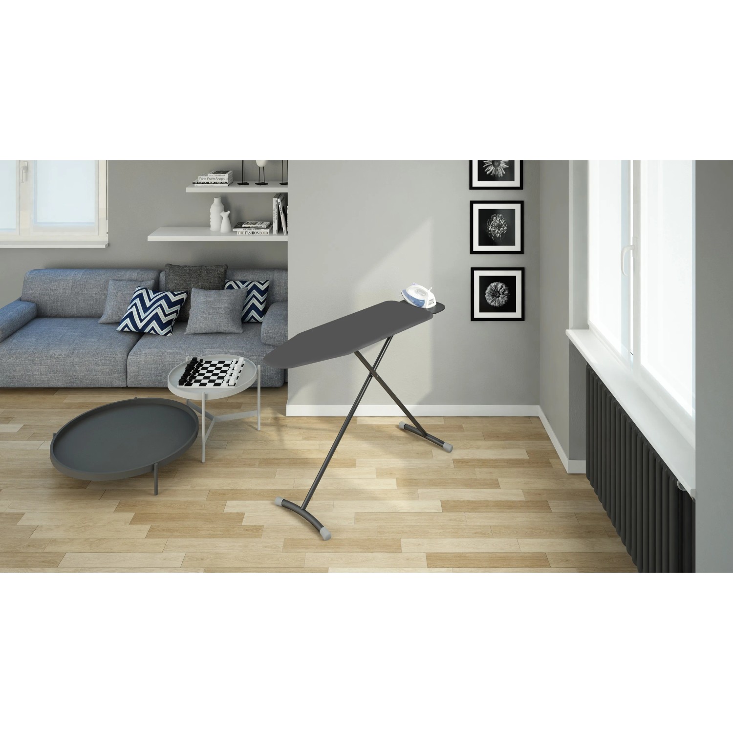 Paluplus Asse da Stiro Pieghevole, Misura 130x35x89 cm, Altezza Regolabile in 2 Posizioni, Tavola da Stiro Salvaspazio con Poggia Ferro da Stiro, Copriasse in Omaggio -5974F