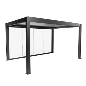 Parete scorrevole pergola Biohort in vetro grigio scuro 420x234 cm