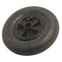 Ruota pneumatica nera con profilo scanalato, Ø 200 mm, cerchio in plastica, portata 75 kg.