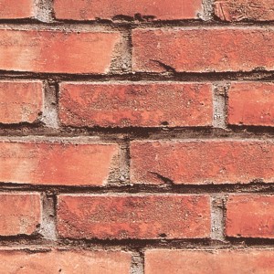 Pellicola adesiva t.b.t. con motivo a mattoni rossi per decorazione murale.