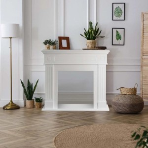 Cornice per camino in legno MDF Divina Fire Cambridge 110x36x100 cm bianco