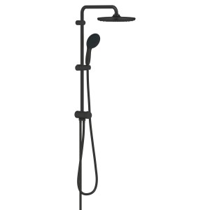 Sistema doccia nero Grohe Vitalio Start 250 Flex con soffione e doccetta per montaggio a parete.
