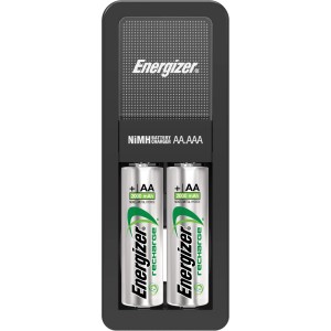 Mini caricabatterie Energizer con 2 batterie AA da 2000 mAh per caricare batterie e accumulatori.