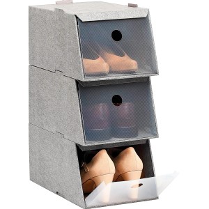 Organizzatore per scarpe t.b.t. grigio con tre scomparti e scarpe.