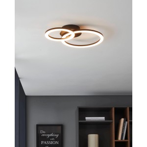 Moderna lampada da soffitto a LED Eglo Parrapos-Z in bianco e nero con profili LED rotondi.