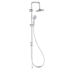 Set doccia cromato con soffione e doccetta per doccia.