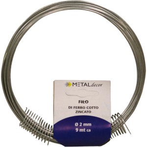 Rotolo di filo zincato, diametro 2 mm, lunghezza 9 m, multiuso.