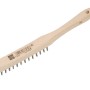 Spazzola a filo d'acciaio LUX, a 2 file, con manico in legno per pulire e rimuovere la ruggine da metallo e legno.
