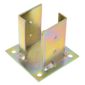 Supporto per pali in metallo per recinzioni e tralicci, zincato giallo.