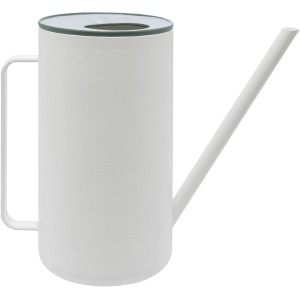 Annaffiatoio bianco con beccuccio lungo e coperchio verde.