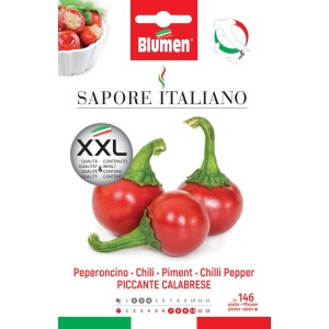 Semi per peperoncino 'Piccante Calabrese', frutti rossi e rotondi per l'orto.