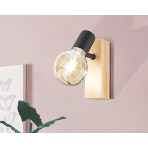 Eglo Townshend 3 faretto, 1 luce, acciaio nero-marrone. Spot da parete per soggiorno e camere da letto.