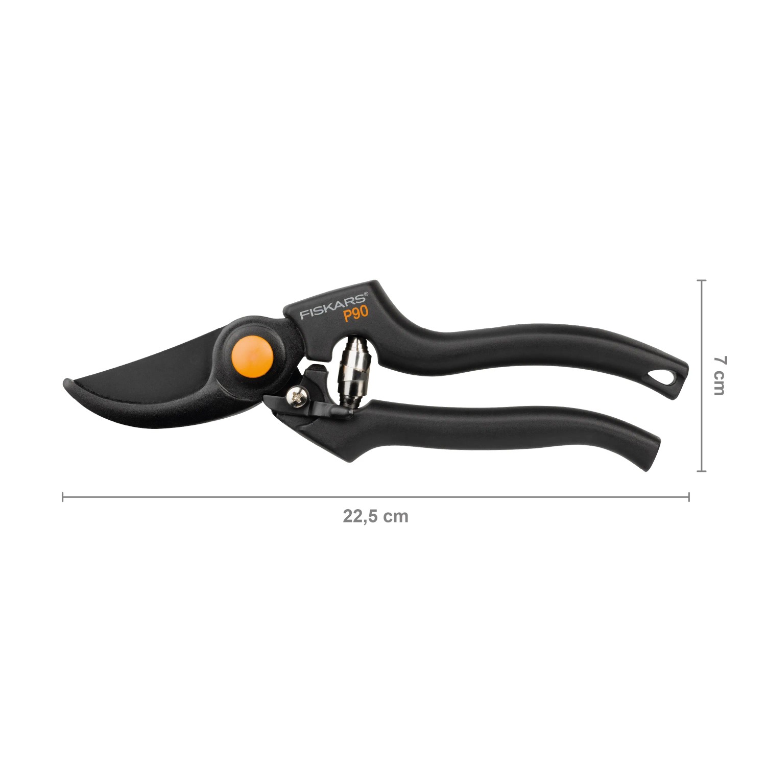 Cesoie da potatura bypass Fiskars Pro P90 nere, lunghezza 23 cm, per tagli precisi in giardino.