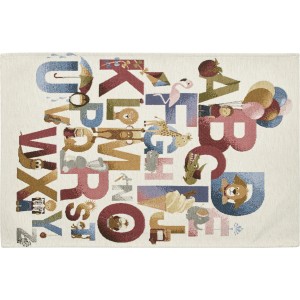 Tappeto per bambini t.b.t. con lettere colorate e motivi di animali.