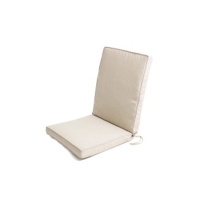 Cuscino beige per sedia da giardino, cuscino per seduta da esterno con schienale.