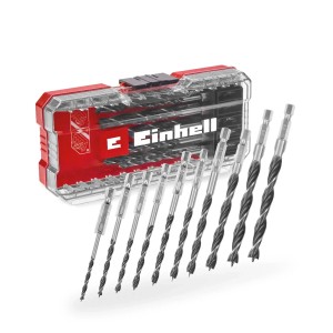 Set di punte elicoidali per legno Einhell, 10 pezzi, con custodia. Punte per lavorazione precisa del legno.
