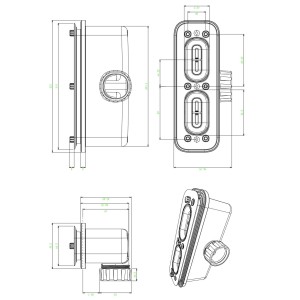 Disegno tecnico: t.b.t. Pilette filo pavimento con dimensioni.