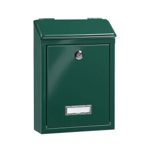 Cassetta postale verde con serratura e targhetta
