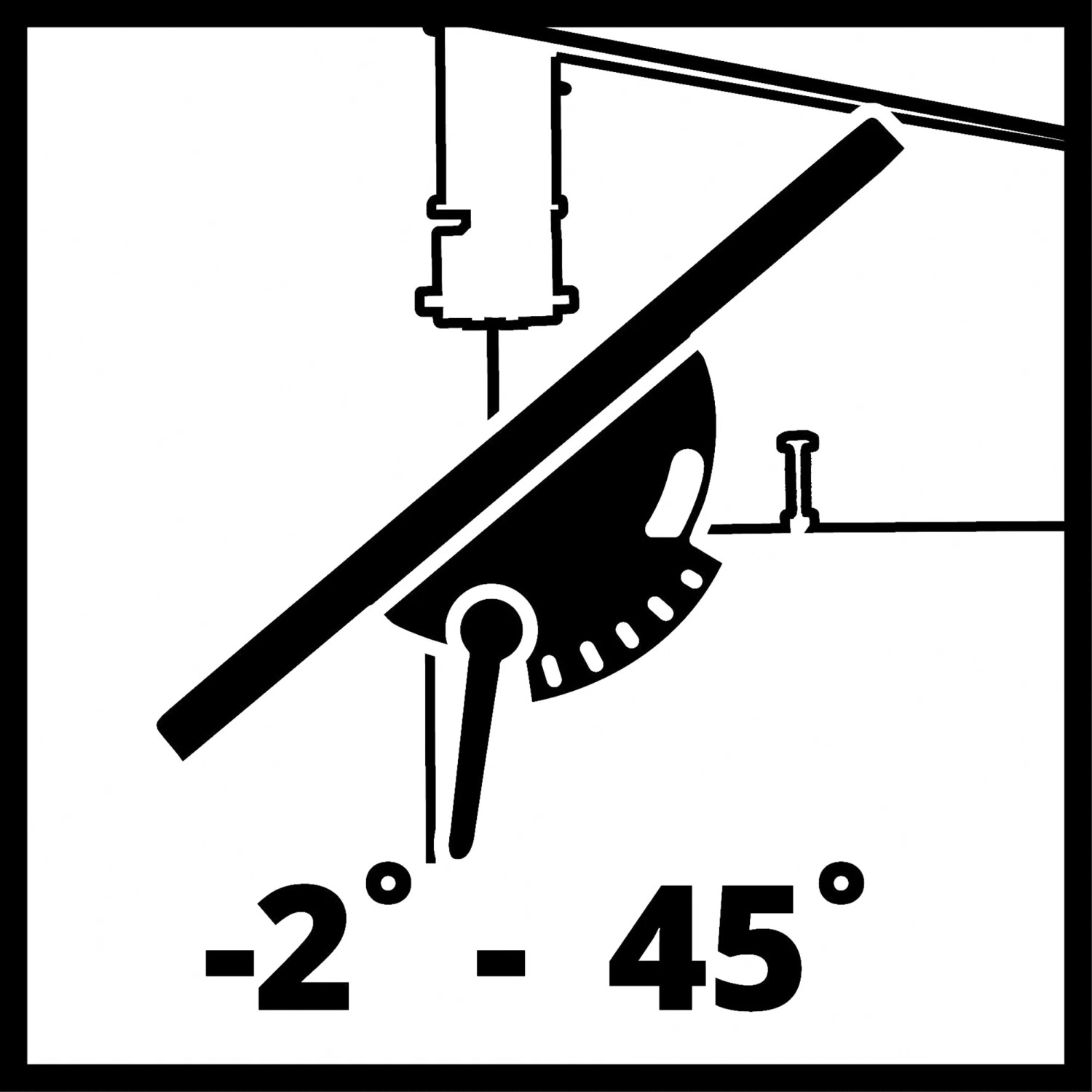 Simbolo di regolazione dell'inclinazione (da -2° a 45°) della sega a nastro Einhell TC-SB 200/1.