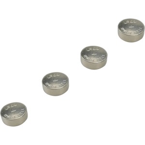 Quattro batterie a bottone LR44, batterie alcaline da 1.5V per orologi e calcolatrici.