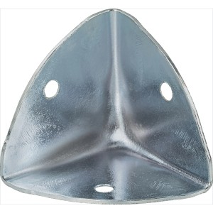 Angolo per casse zincato 36x36 mm per proteggere i bordi in legno, adatto per uso esterno.