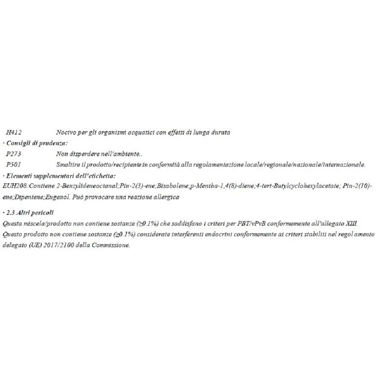 Etichetta con avvertenze di sicurezza e pericolo per prodotti chimici.