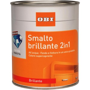 Barattolo di smalto colorato brillante arancione di OBI. Ideale per interni ed esterni.