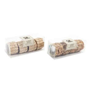 Set 4 portatovaglioli in rattan 20x5x3,5 cm marrone chiaro