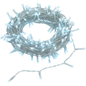 Catena luminosa a LED bianca per esterni, arrotolata. Illuminazione decorativa per giardino e terrazza.