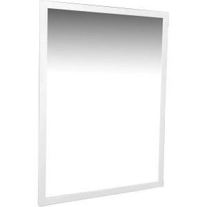 Specchio da parete rettangolare con cornice sottile bianca.