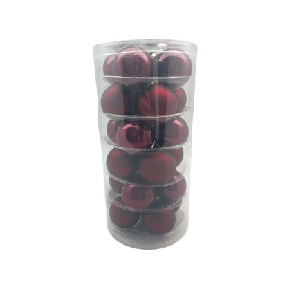 Set di palline in vetro rosso bordeaux 6 cm 24 pz