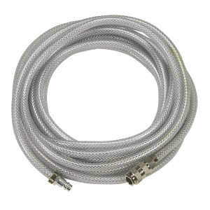 Tubo dell'aria compressa trasparente per compressori con raccordi rapidi.