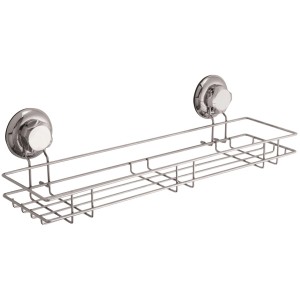 Mensola in metallo con ventose per montaggio a parete, accessorio bagno.