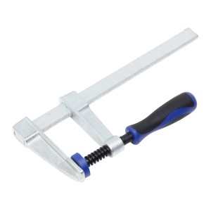 Morsetto a vite LUX in fusione di zinco 150x50 mm con impugnatura comfort blu e nera.