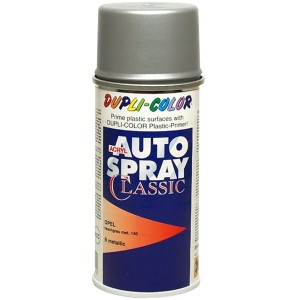Vernice spray Dupli-Color Opel Grigio Fumo, bomboletta da 150ml per riparazioni auto.