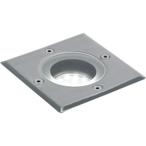 Faretto da incasso per esterno t.b.t. quadrato, colore argento.