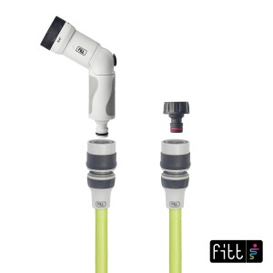 Set tubo FITT con ugello a spruzzo e raccordo per irrigazione.