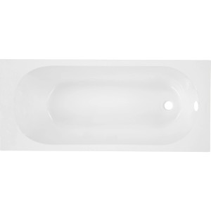 Vasca da bagno rettangolare, vista dall'alto, superficie bianca.