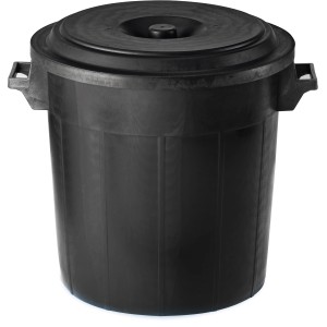 Cestino t.b.t. nero con coperchio e maniglie.
