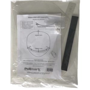 Occhiali di protezione t.b.t.: Componenti come visiera, supporto e materiale di montaggio nella confezione.