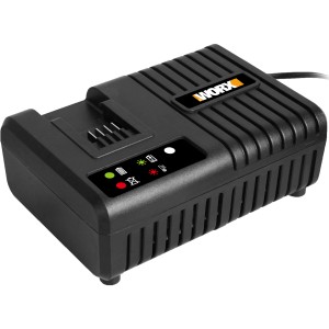 Caricabatterie rapido Worx WA3867 per batterie PowerShare 20V, adatto per elettroutensili.
