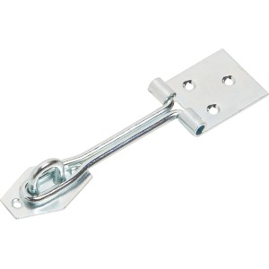 Catenaccio zincato con occhiello, 140 mm x 25 mm, per fissare coperchi e porte.