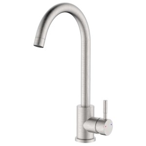 Miscelatore monocomando t.b.t. in acciaio inox per cucina o bagno.