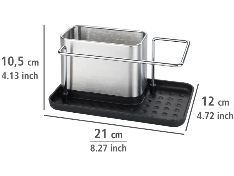 Organizer Per Lavello In Acciaio Inox 201 - Porta Spugna E Porta Strofinaccio Con Fondo Antiscivolo - 2