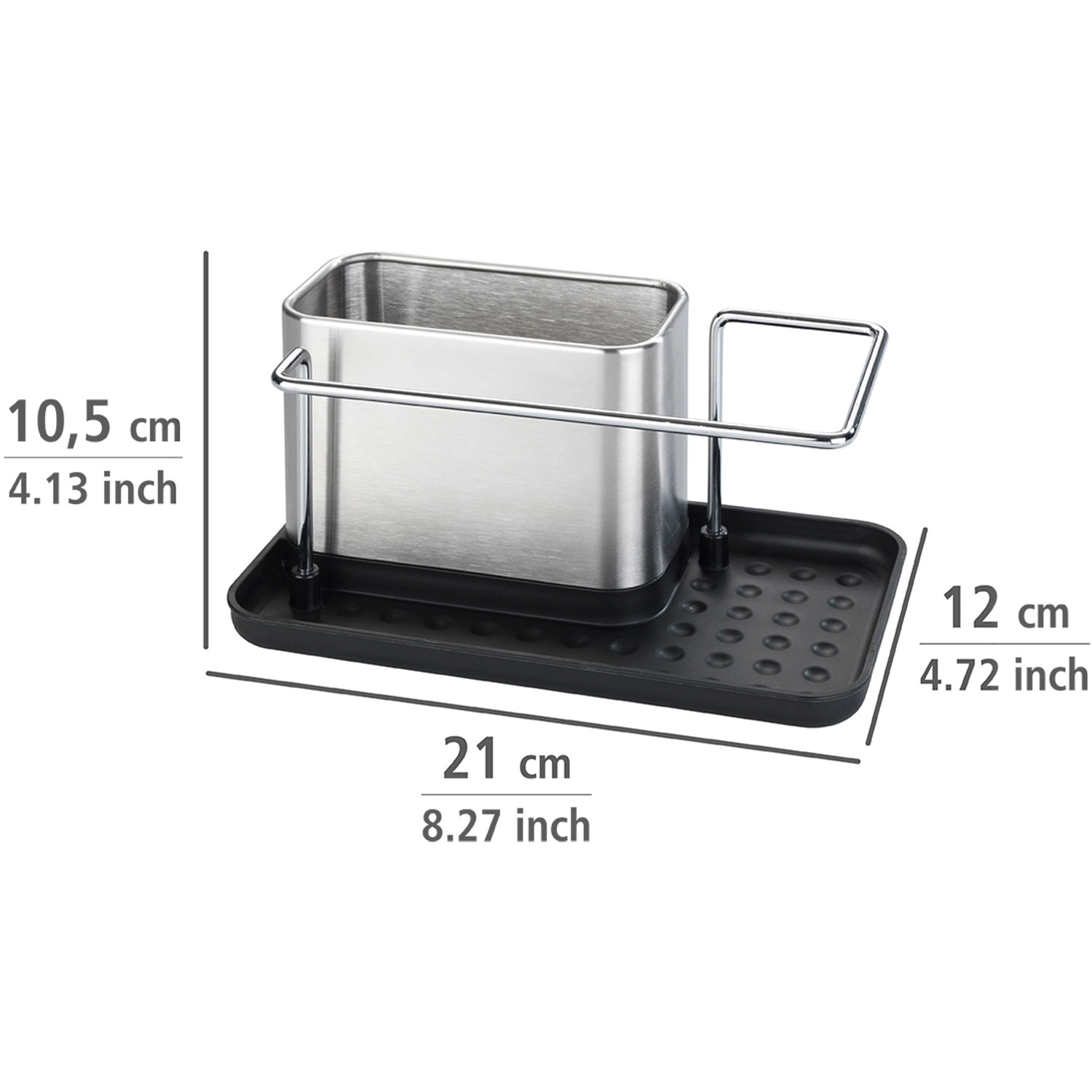 WENKO Spülorganizer Orio in acciaio inox: Porta spugna, detersivo e spazzola per la cucina.