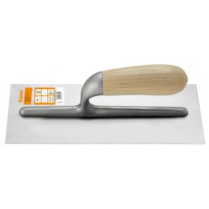 Cazzuola lisciatrice con manico in legno per muratura e piastrellatura.