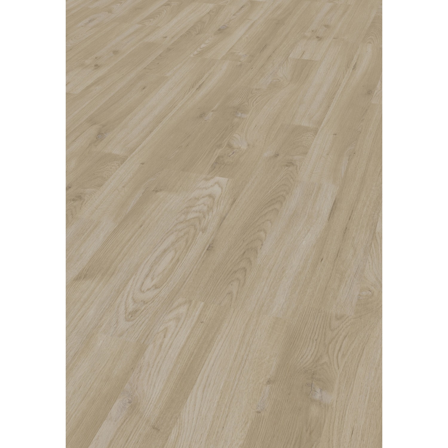 Pavimento in laminato chiaro effetto legno posato in una stanza.