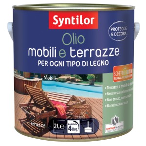 Barattolo di olio per legno Syntilor per mobili e terrazze. Protegge e decora il legno.