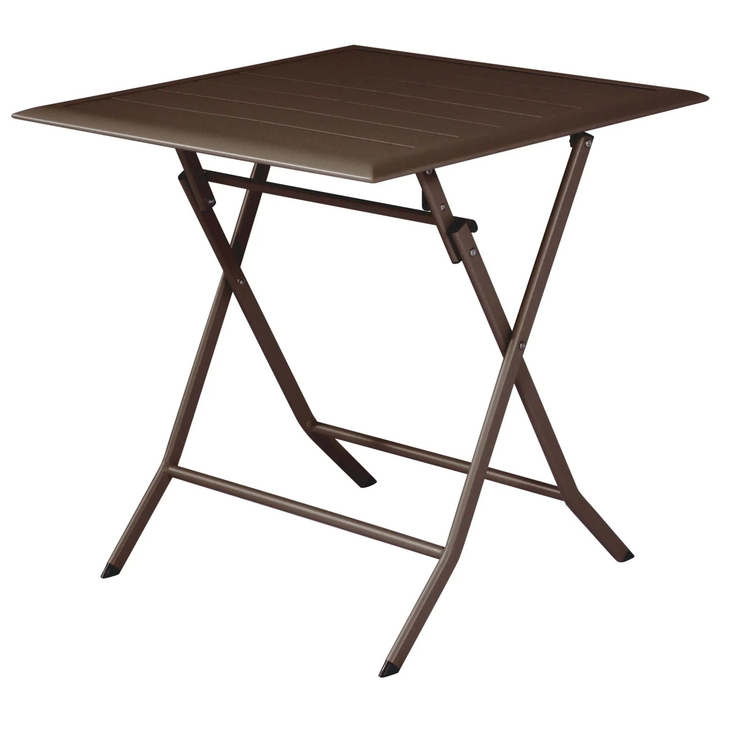 Tavolo da giardino quadrato marrone t.b.t. con funzione pieghevole.